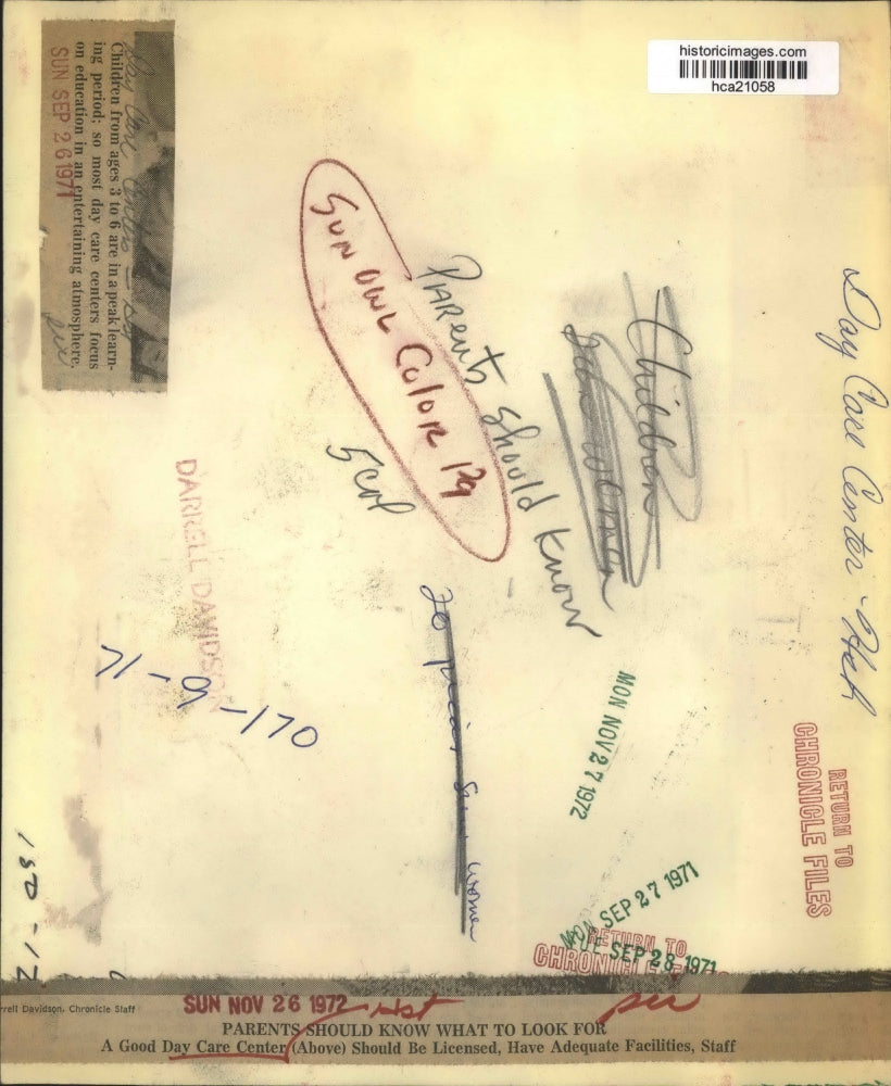 1971 Press Photo Children & Teacher Learning At Day Care Center Houston.