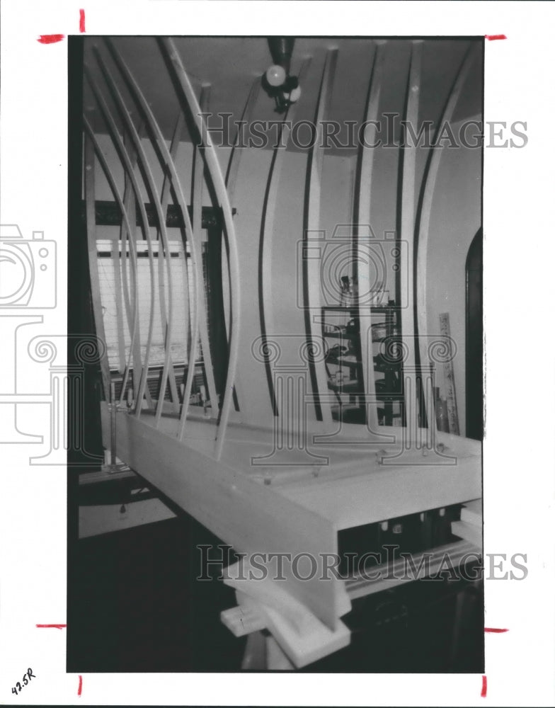 1987 Press Photo Harpsichord construction by Lynne Krajevski - hca22436- Historic Images