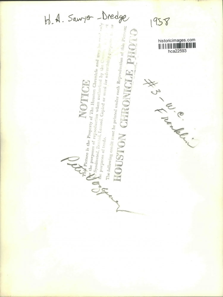 1958 Press Photo H. A. Sawyer - Dredge - hca22593
