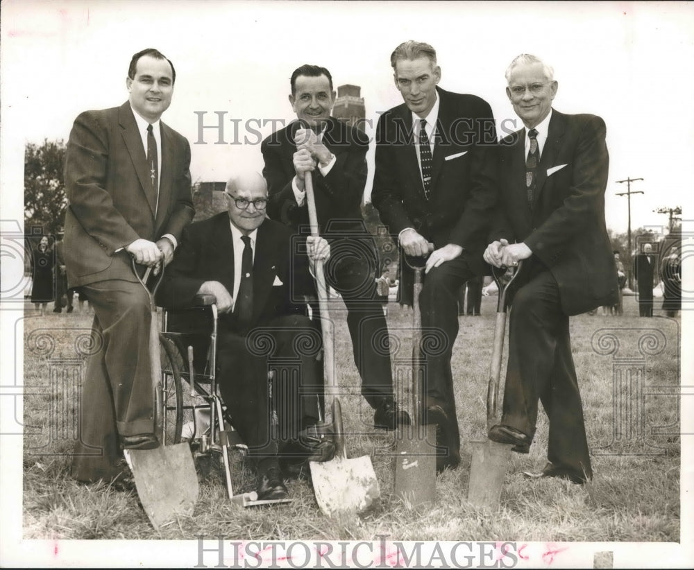 1956 Press Photo Groundbreaking of new First Christian Church in Houston- Historic Images