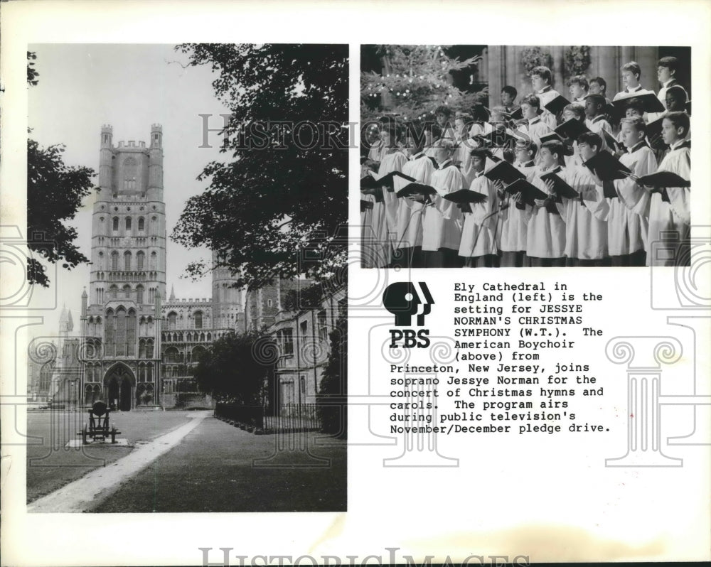 1987 Press Photo Ely Cathedral, England, for Jessye Norman&#39;s Christmas Symphony- Historic Images