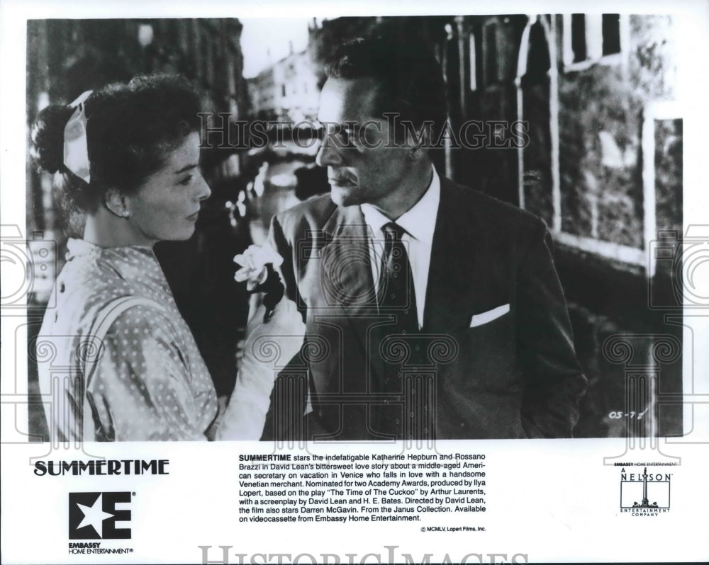 1987 Press Photo Katharine Hepburn, Rossano Brazzi Star in &quot;Summertime&quot;- Historic Images