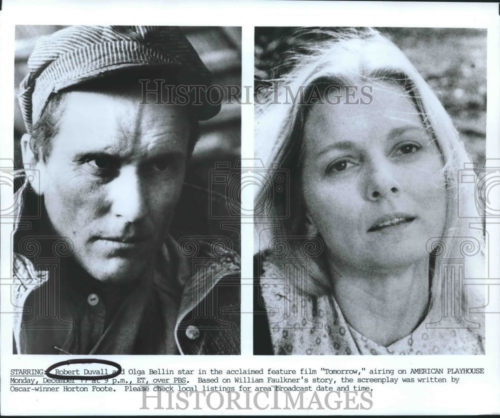 1985 Press Photo Robert Duvall & Olga Bellin in "Tomorrow" on American Playhouse- Historic Images