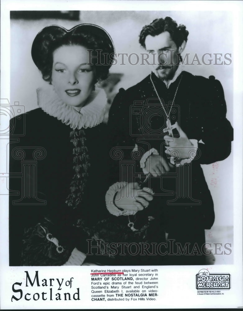 1987 Press Photo Actress Katharine Hepburn in costume, with another - hca25587- Historic Images