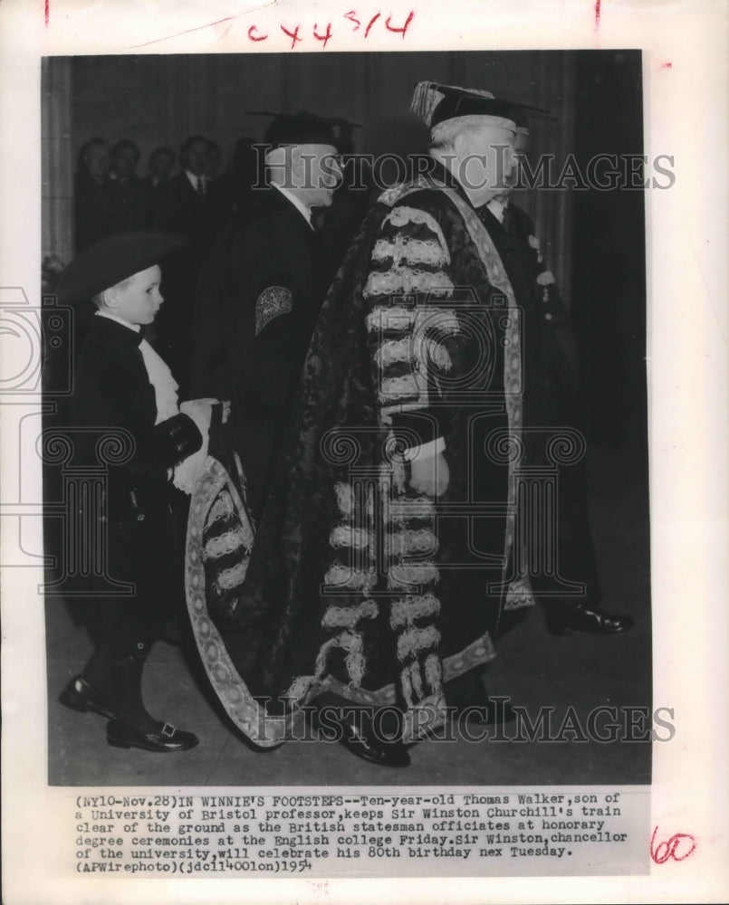 1954 Press Photo Sir Winston Churchill attends ceremony at University of Bristol