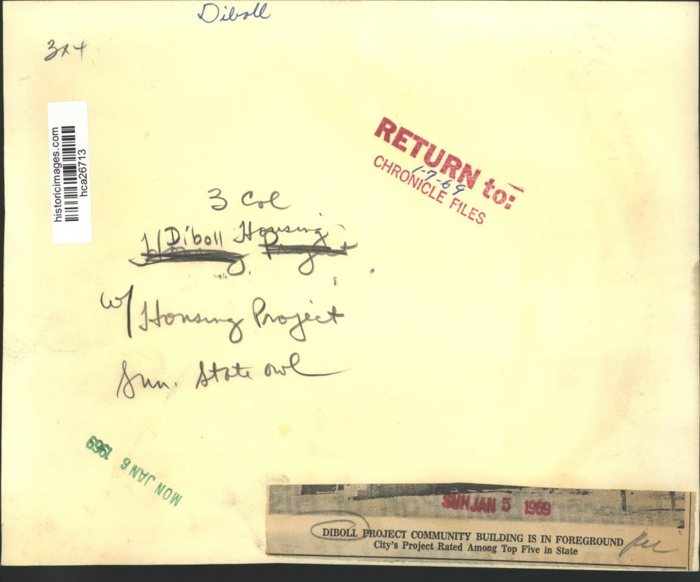 1969 Press Photo Diboll project community building - hca26713