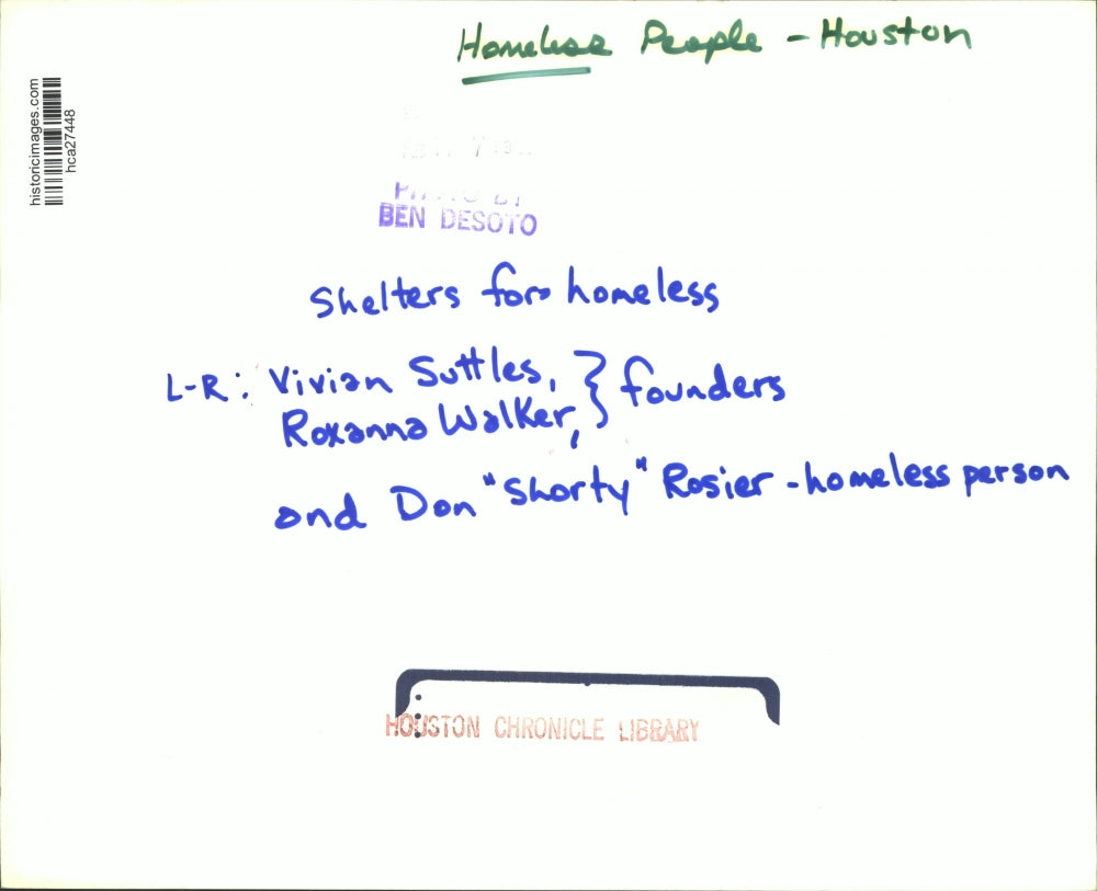 Press Photo Houston homeless shelters founders with homeless man in Houston