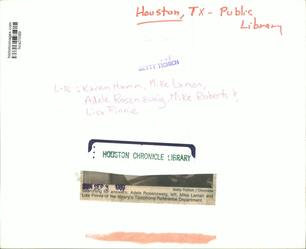 1989 Press Photo Houston Public Library's Telephone Reference Department