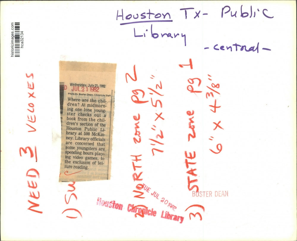 1982 Press Photo Empty children's section of Houston Public Library - hca32134