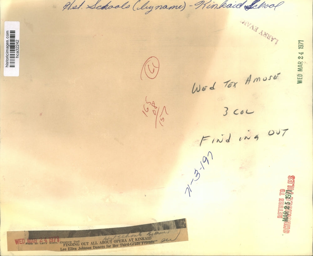 1971 Press Photo Students dance in opera at Kinkaid School in Houston