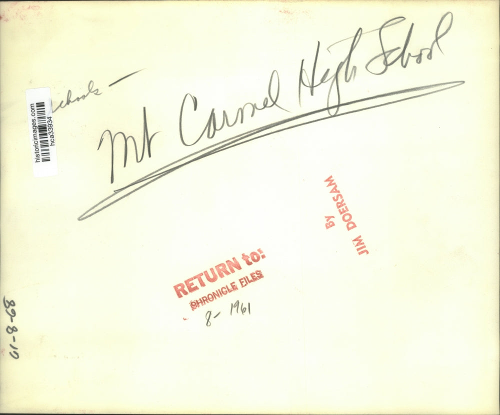 1961 Press Photo Tree branch in yard of Mt. Carmel High in Houston - hca33934