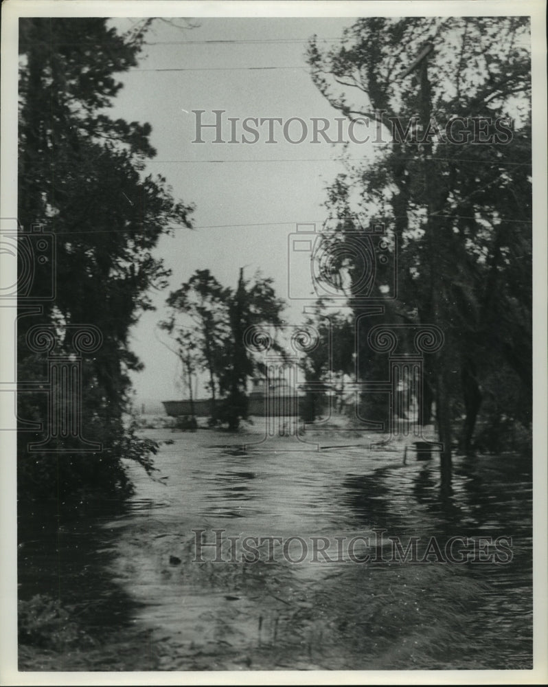1961 Press Photo San Jacinto River floods after Hurricane Carla - hca37263