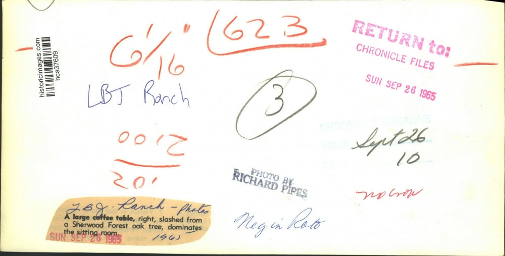 1965 Press Photo Sitting room at Lyndon Baines Johnson ranch - hca37609