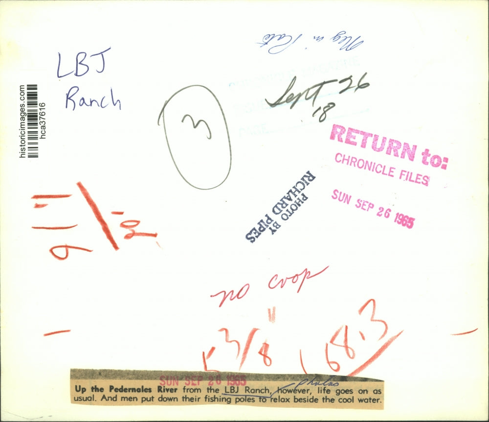 1965 Press Photo Man fishes on Pedernales River near LBJ Ranch in Texas