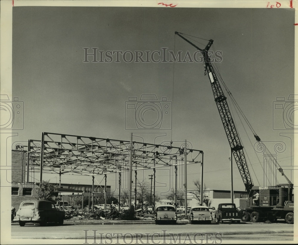1961 Press Photo Framework for Lee College gym addition in Baytown, Texas