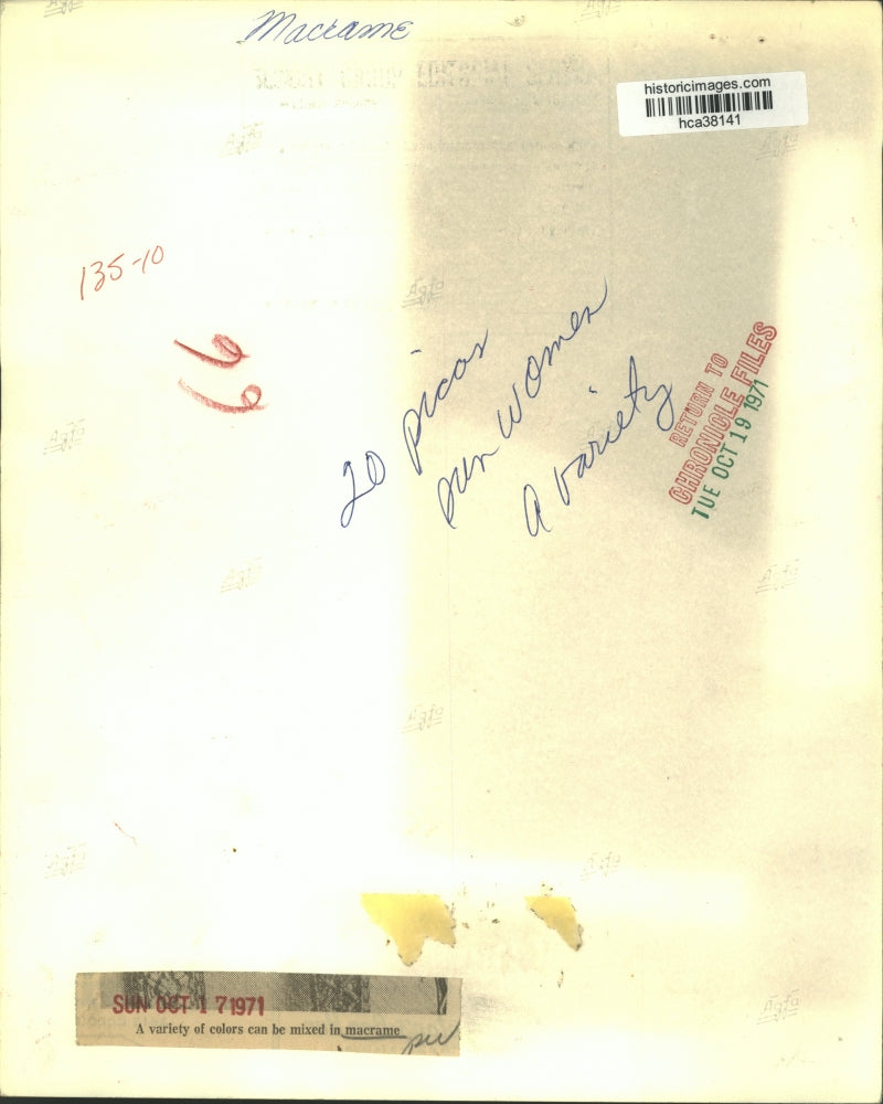 1971 Press Photo Three macrame belts in different designs - hca38141