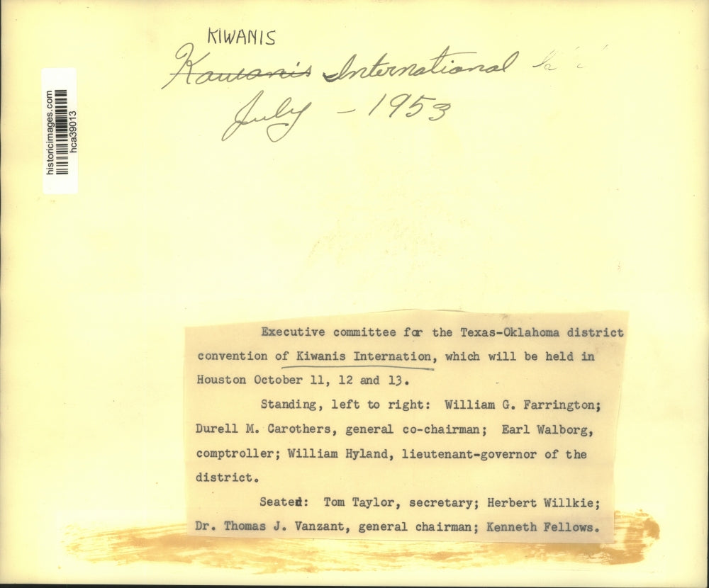 1953 Press Photo Kiwanis International Executive committee for TX-OK district