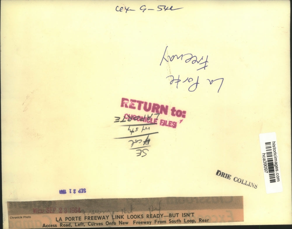 1964 Press Photo La Porte Freeway near completion in Houston, Texas - hca39097