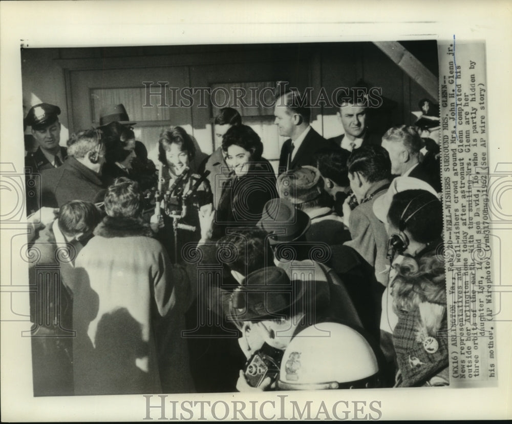 1962 Press Photo Astronaut John Glenn's family talks to reports at their VA home