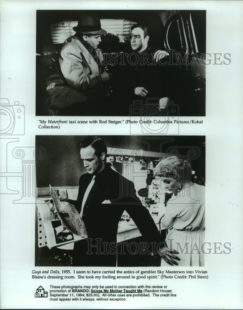 1955 Press Photo Actor Marlon Brando in two film scenes - hca41702