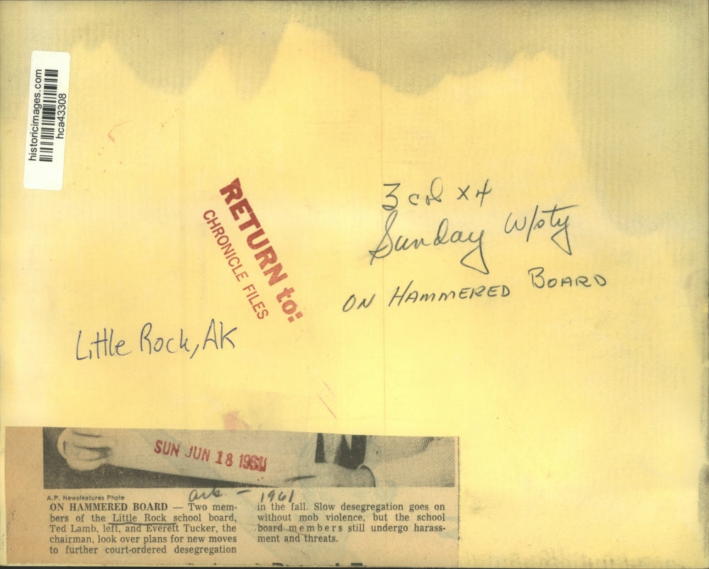 1961 Press Photo Little Rick, AR school board members talk desegregation