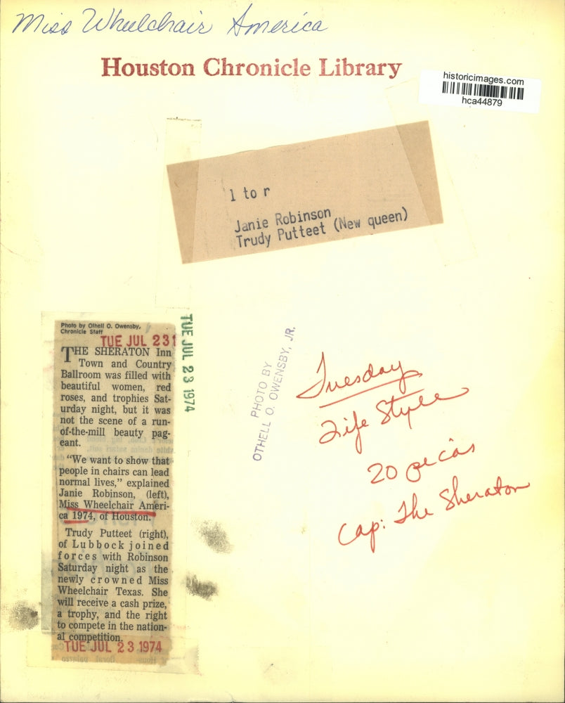 1974 Press Photo Contestants at Miss Wheelchair America in Houston - hca44879