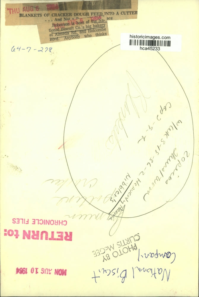 1964 Press Photo Dough cutter at National Biscuit Company in Houston - hca45233