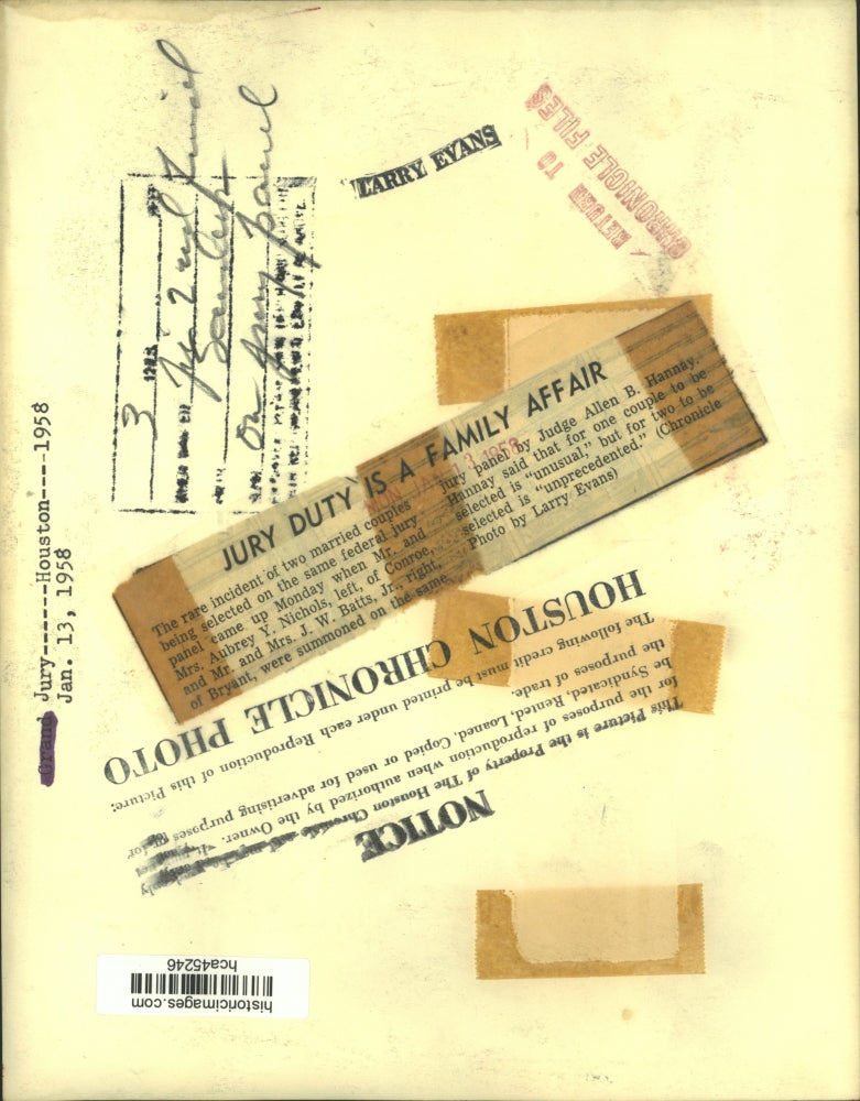 1958 Press Photo Two married couples picked for same jury panel in Houston