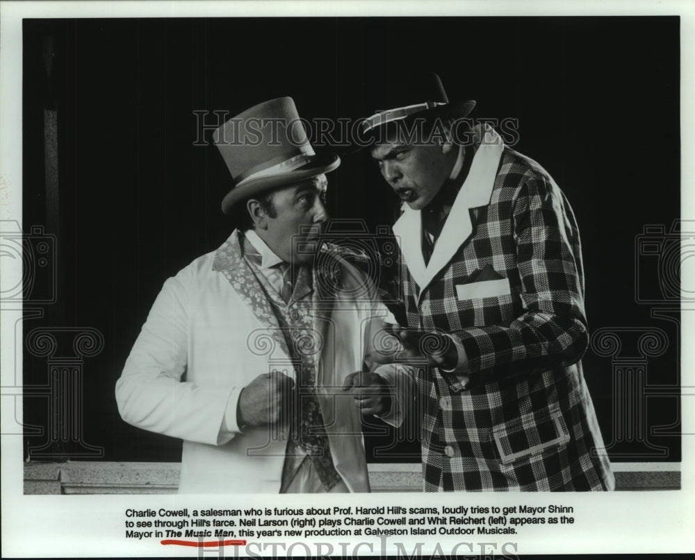 1989 Press Photo Scene from &quot;The Music Man&quot; at Galveston Island Outdoor Musicals- Historic Images