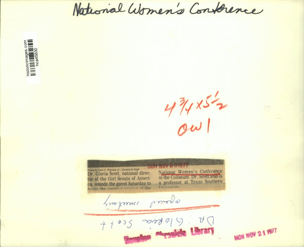 1977 Press Photo Dr. Gloria Scott opens National Women's Conference in Houston