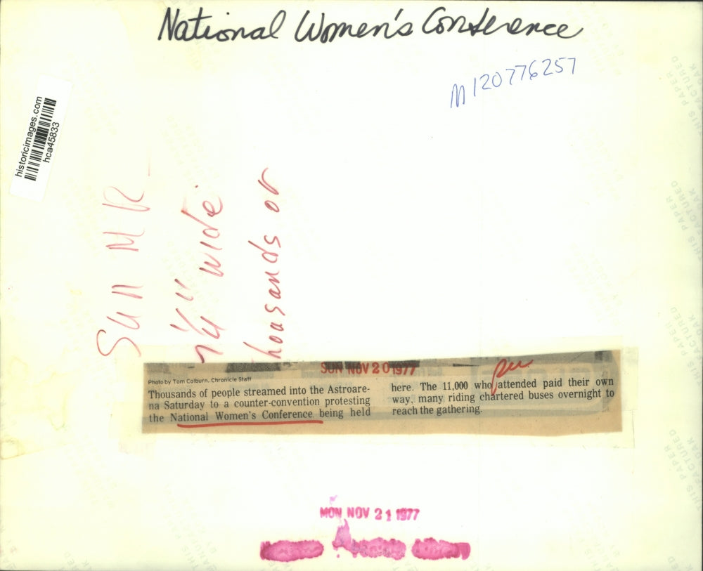 1977 Press Photo National Women's Conference protesters in Houston, Texas