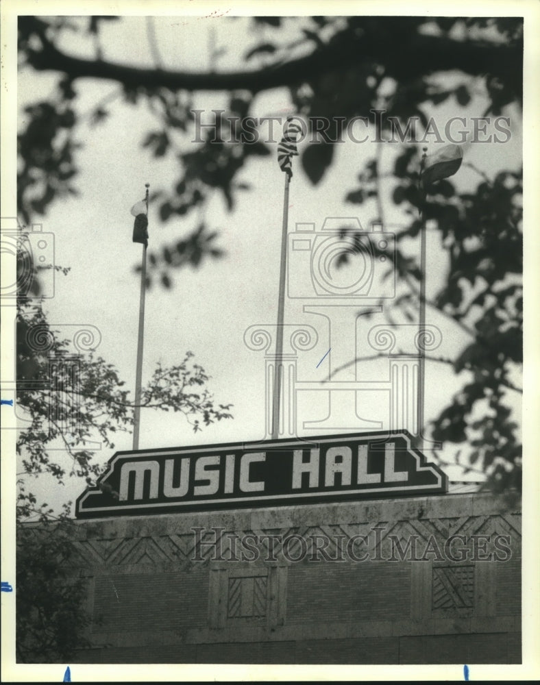 1986 Press Photo Houston Music Hall sign - hca46101- Historic Images