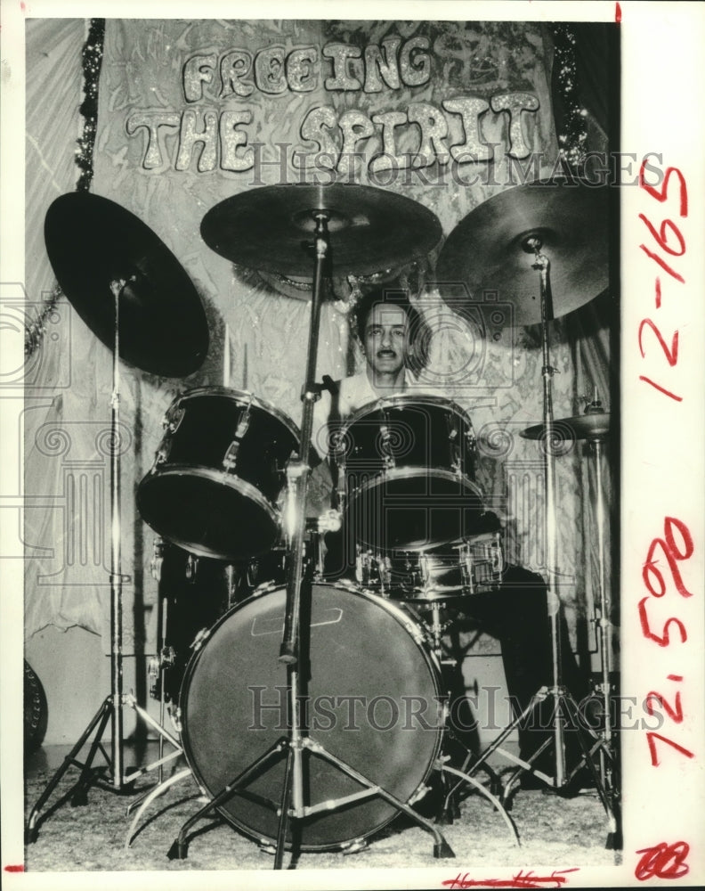Fernest 1981 Press Photo Drummer with Fernest & the Thunderers band in Houston ...
