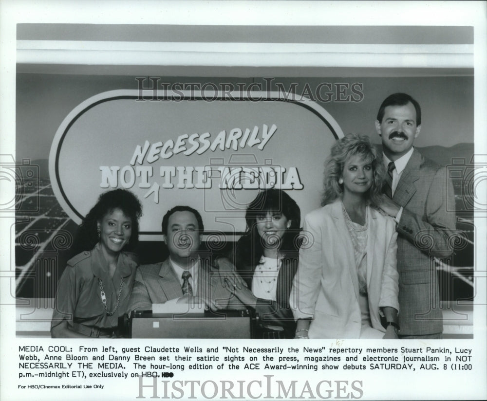 1987 Press Photo Cast of &quot;Not Necessarily The Media&quot; HBO TV series - hca47023- Historic Images