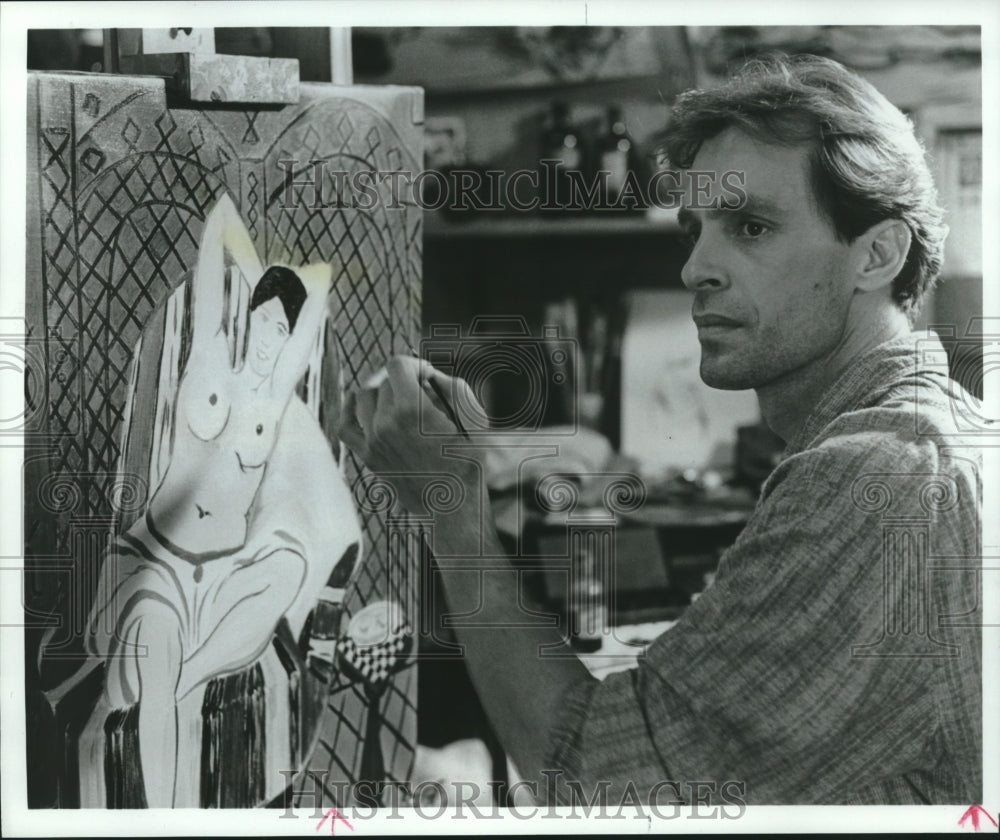 1988 Press Photo Keith Carradine paints in scene from film &quot;The Moderns&#39;- Historic Images