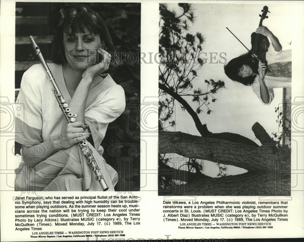 1989 Press Photo Flutist Janet Ferguson; violinist Dale Hikawa - hca47397- Historic Images