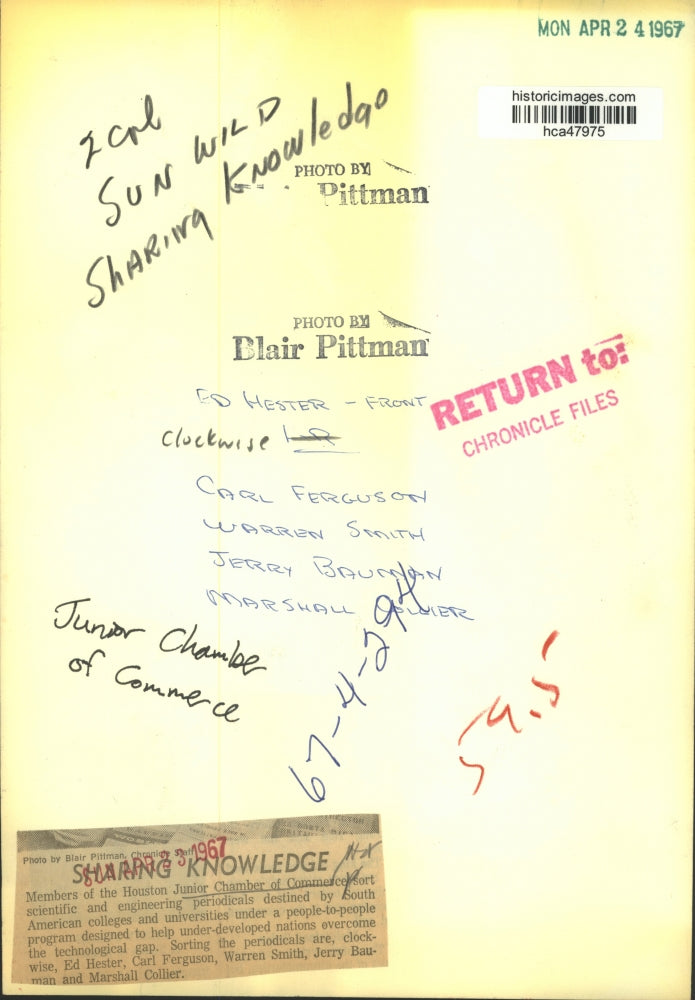 1967 Press Photo Members of the Houston Junior Chamber of Commerce - hca47975