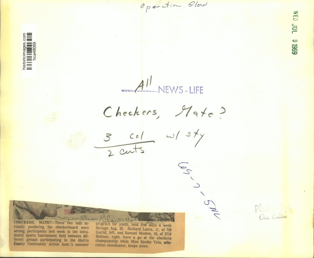 1969 Press Photo Checker competition at Houston summer program - Operation Glow