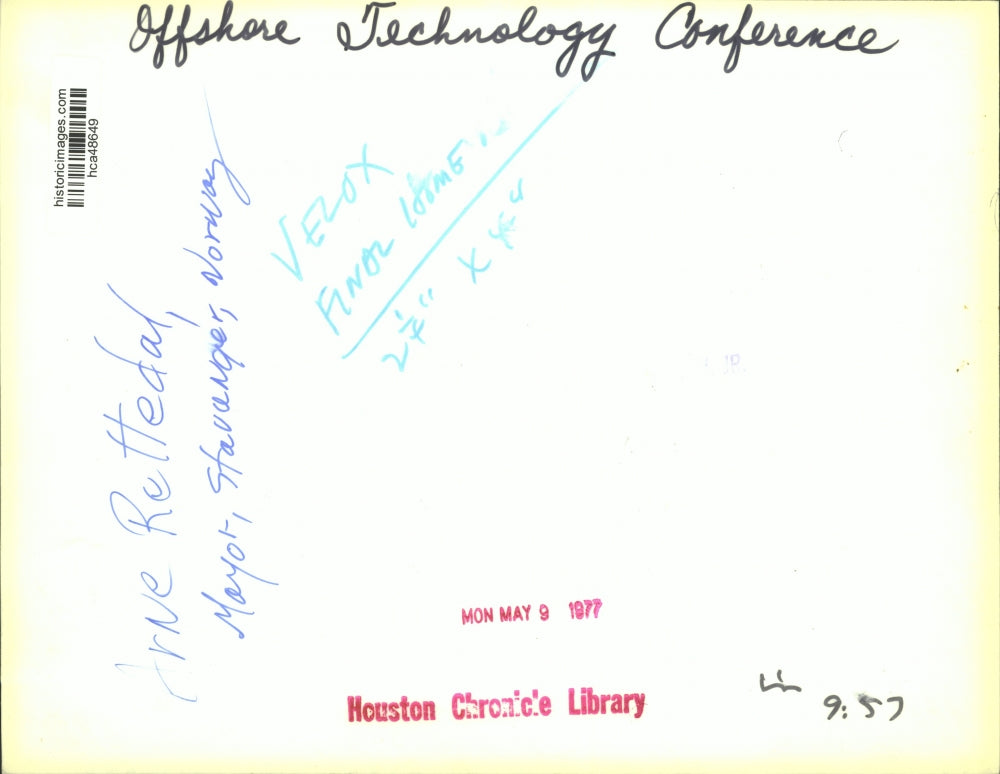 1977 Press Photo Arne Rettedal of Norway at Offshore Tech Conference, Houston