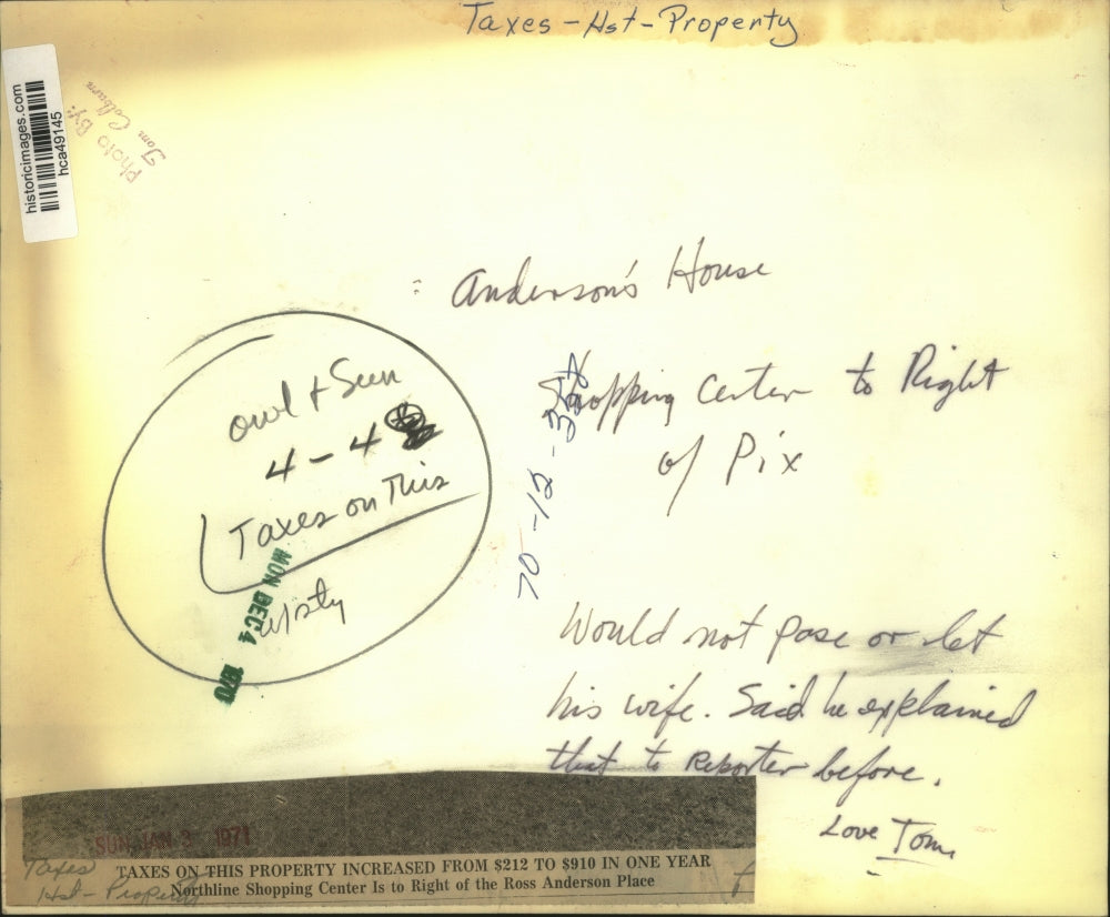 1971 Press Photo Houston home - Property tax increased from $212 to $910