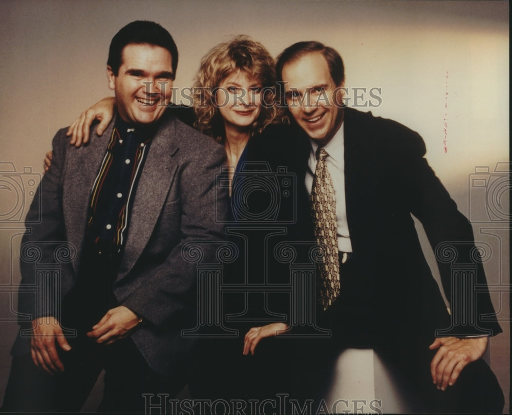 1996 Press Photo Rich Mills, Vicki and Steve Farrell in &#39;The Story of Burford&#39;- Historic Images