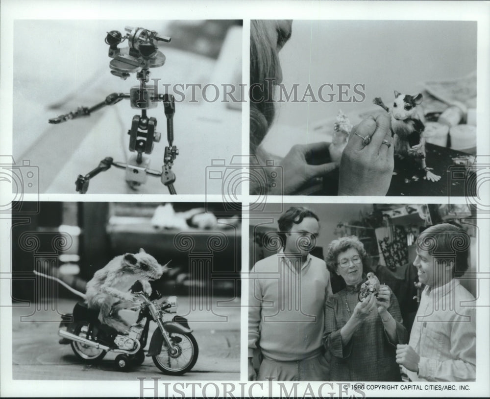 1986 Press Photo Beverly Cleary and others Developing ABC&#39;s Ralph the Mouse- Historic Images