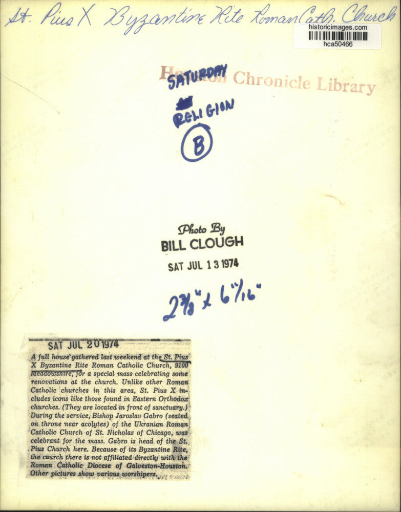 1974 Press Photo Worshipers at St. Pius X Byzantine Rite Roman Catholic Church