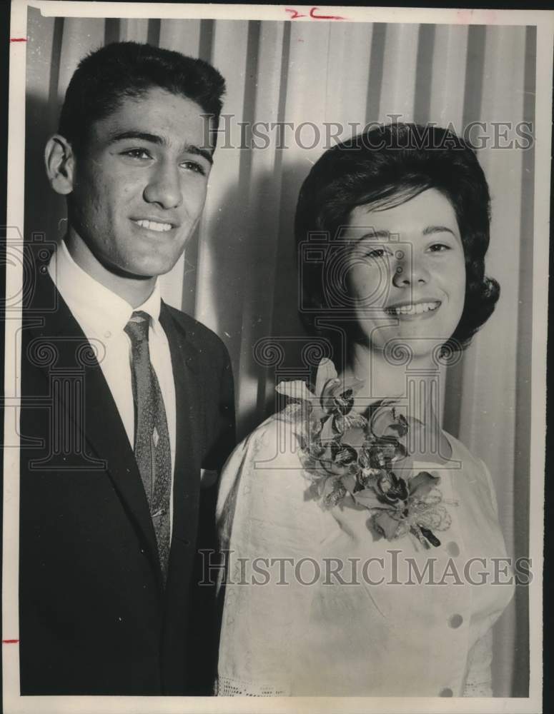 1961 Press Photo David Kaleh & Mary Jackson, Waltrip High Rotarians in Houston