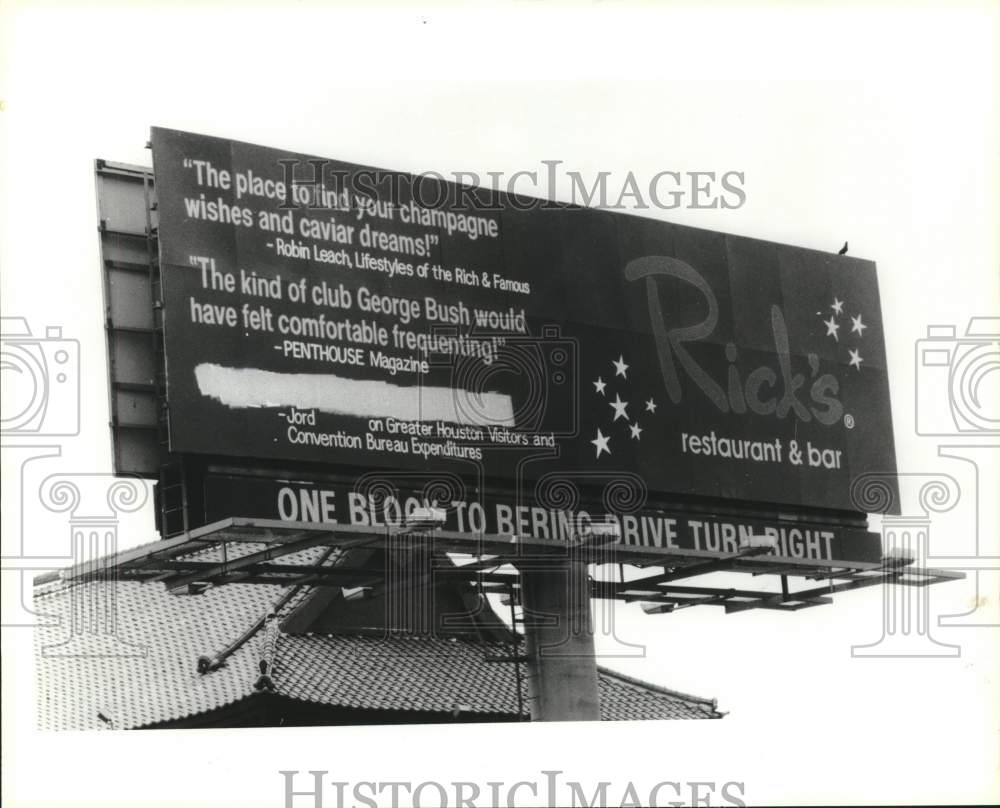 1989 Press Photo Rick's Restaurant & Bar sign on Richman in Houston - hca51788- Historic Images