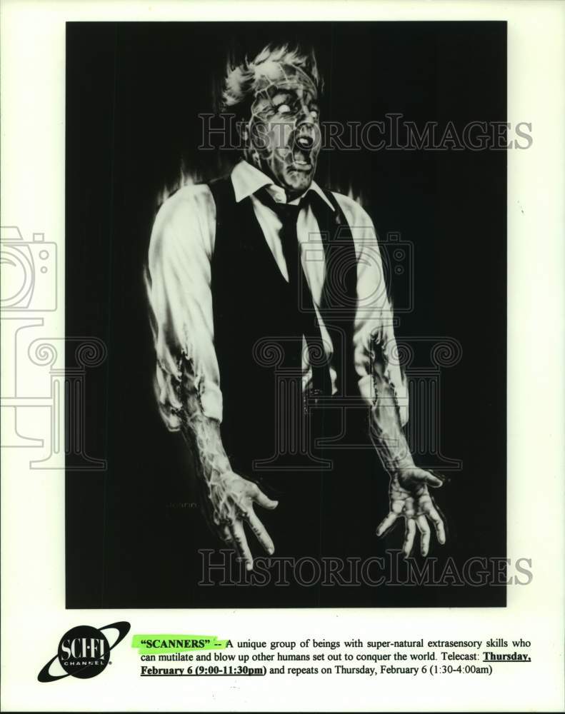 1997 Press Photo &quot;Scanners&quot; science fiction movie, televised event poster- Historic Images