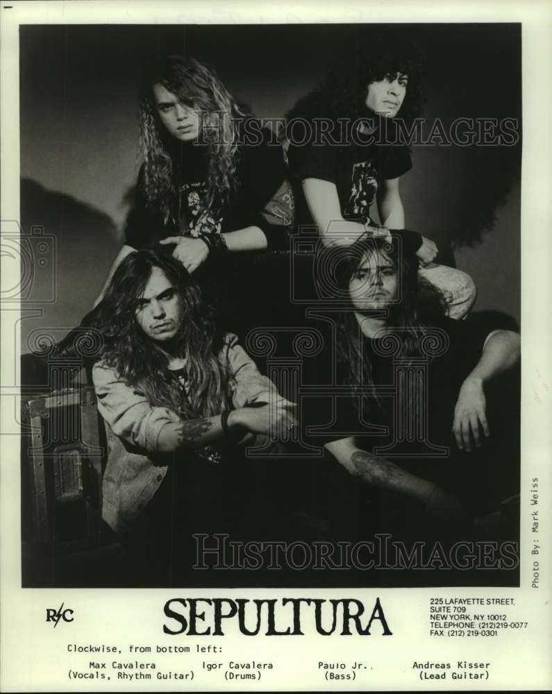 1990 Press Photo Members of the Rock Music Group &quot;Sepultura&quot; - hca52191- Historic Images