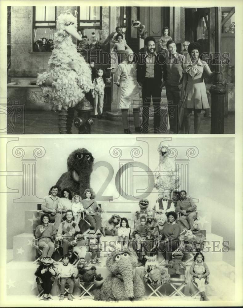 1988 Press Photo Cast of Sesame Street Celebrates 20 Years of the Program- Historic Images