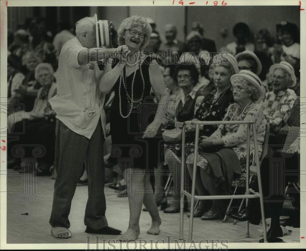 1983 Press Photo Iris Parton and John Urdiales Dancing In the Senior Olympics- Historic Images