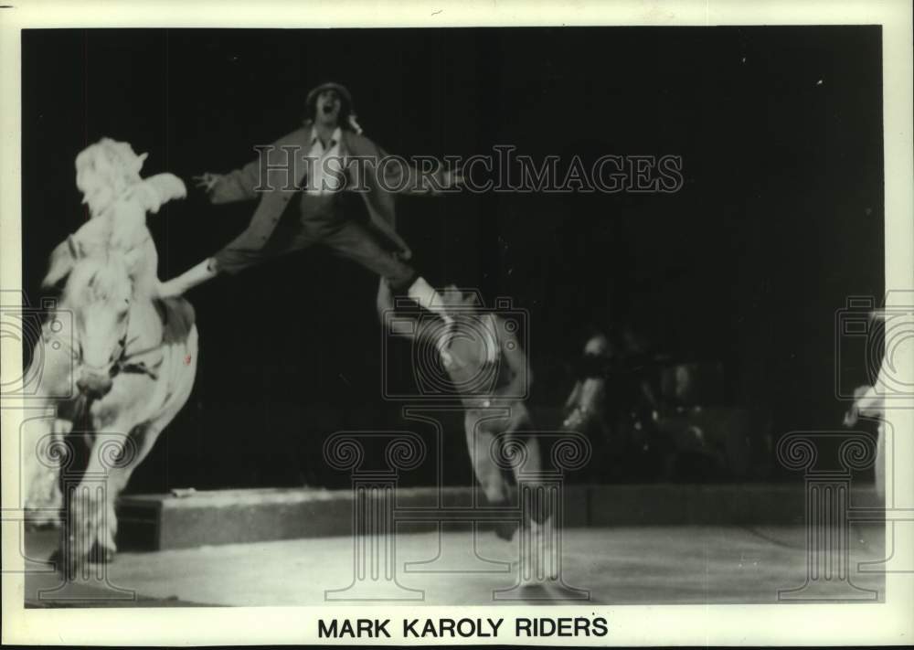 1987 Press Photo Mark Karoly Riders in the Shrine Circus - hca52853- Historic Images